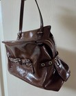 Dell est Brown Shoulder Bag Belt Buckle Silver Hardware Vintage Style Handbag