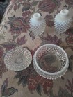 Vintage Fenton Art Glass French Opalescent Hobnail Powder Perfume Vanity Set 