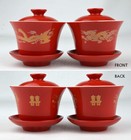 Liang Baobao Gaiwan 2 Suits Porcelain Teacups 8oz Cups Chinese Dragon And