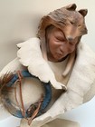 Native American Indian Warrior Chief Bust Sculpture Statue Art Pottery Signed