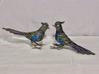 A Pair Antique Chinese Silver Enamel Filigree Pheasant Birds
