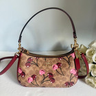 New Coach Teri Cherry Print Brown Shoulder Bag In Signature Canvas
