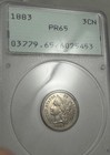 1883 3cn Proof Nickel Pcgs Pr65 Three Cent Us Coin Rattler Old Holder Ogh