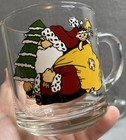 Vintage Christmas Santa Glass Mug Cup Set Of 4 Ahgc Season   s Greetings Holiday