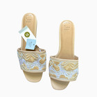 A New Day Nwt White Beaded Wide Strap Slide Sandals Size 11
