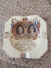 Queen Elizabeth King George 3 Pcs China Porcelain Coronation Ashtray Plate