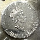 1994 Canada Elizabeth Ii 5 Dollars 9999 Silver Maple Leaf 1 Oz Coin  37