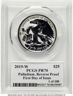 2019-w Palladium Eagle 1 Oz Rev Fdi John Pcgs Pr70 Mercanti
