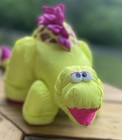 Vintage 1992 Fisher Price Dino-roars Yellow Dinosaur Plush Nylon Puffalump 