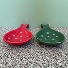 Set Of 2 Stoneware Christmas Snowflake Spoon Rests Red Green