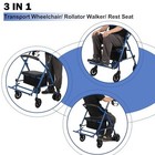 Rollator Walker For Seniors With Seat 3 In 1 Transport Wheelchair Medical Walker