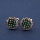 4 Ct Round Cut Lab Created Emerald Wedding Cufflinks 14k White Gold Plated
