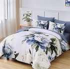 Blue King Size Comforter Set 7 Piece Bed In A Bag King  Blue Floral Printed