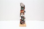 Vtg Northwest Coast Native American Hand Carved Wood Totem Pole 13  Signed-