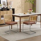 Set Of 2 Cane Rattan Dining Chair modern Faux Leather Upholstered Kitchen Chair