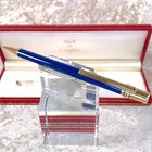 Vintage Cartier Trinity Blue Marble Ballpoint Pen 18k Gold Finish W  Box