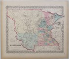 Original 1855 Colton s Hand Colored Map Of Minnesota