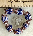 7 Hand-faceted Venetian Six-layer Chevrons  early 1900   s  African Trade Beads 