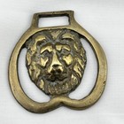Brass Horse Medallion Antique English Lion 3d Head Jungle King Cat Show Harness