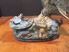 Antique Original J   E Stevens Cast Iron Mechanical Bank Eagle   Eaglets C  1883