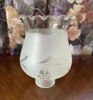 Vintage Etched Floral Grape Design Ruffled Frosted Glass Lamp Light Shade B