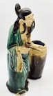 Vintage Chinese Mudman With Fu Manchu With Basket Figurine Statue Figure Signed 