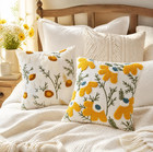 Dandelion Chenille Embroidered Pillow Covers Cotton Linen Floral Cushion Decor