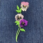 Pansies Applique Patch - Embroidered Pansy Flower Gardening Badge 5-5 8  Iron On