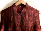 Vietnamese 100  Silk Sleeveless Cheongsam Style Blouse Red Floral Women   s Xl