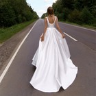 Elegant White Ivory Wedding Dress Square Neck Spaghetti Straps Satin Bridal Gown