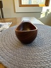 Vintage Primitive Style Wooden Hand Carved Scoop Bowl Cup With Handle