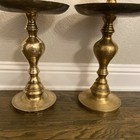 Vintage Large Brass Floor Candlesticks Pair Altar Candle Holders 30    Pillar Can