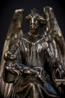 Archangel Guardian Bronze Sculpture   French Antique 1800s Angel Statue   8 7 _