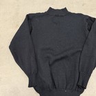 Vintage 60s 70s Army Military 100  Wool Fisherman Sweater Medium Black