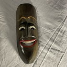 2 Vintage Hand Carved Solid Wood Tribal Tiki Mask Hawaiian Pacific Culture