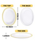 24pcs Gold Oval Plastic Plates For Party Wedding Thanksgiving