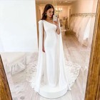 One Shoulder Mermaid Wedding Dress Satin Swept Train Decal Lace Bridal Gown