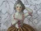 Vintage Pin Cushion Porcelain Half Doll Marked Japan Victorian Lady