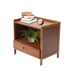 Accent Side End Table Night Stand With Drawer For Bedroom Living Room Bamboo