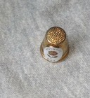Vintage Brass Thimble W  Cloisonne Red Rose Shield Mother s Day