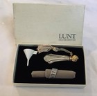 Vtg Lunt Sterling Silver Perfume Vial Bottle Gold Vermeil Cap dauber New In Box