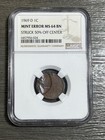 1969 D Ngc Ms64 Bn Lincoln Cent Mint Error Struck 50  Off Center