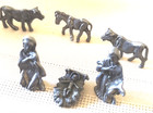 Pewter Nativity Scene Joseph mary baby Jesus donkey cow 6 Piece Set Miniature