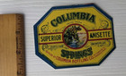 C1900 s Columbia Springs Superior Anisette  lawrence  Ma  Bottle Label