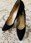 Vintage sexy  60 s  real Genuine Black Suede  Ladies Heels By Valentine  sz 8m 
