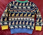 Mini Boden Boys Zoo Animals Fair Isle Knit Pullover Sweater 5-6y Cotton Wool Euc