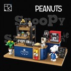 Peanuts Snoopy Coffee Shop Cafe Building Blocks Set Mini Brick Toy Gift     