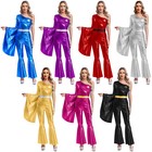 Women Costume Soft Jumpsuits Funky Bodysuit Dancewear Romper Smooth Leotard 70s