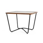 Small 23 6 Inch Square Modern Glass Coffee Table Wood For Living Room Furniture