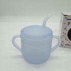 Toddler Cup Silicone Sippy Cup With Straw Snack Lid Anti Slip Handle Cups